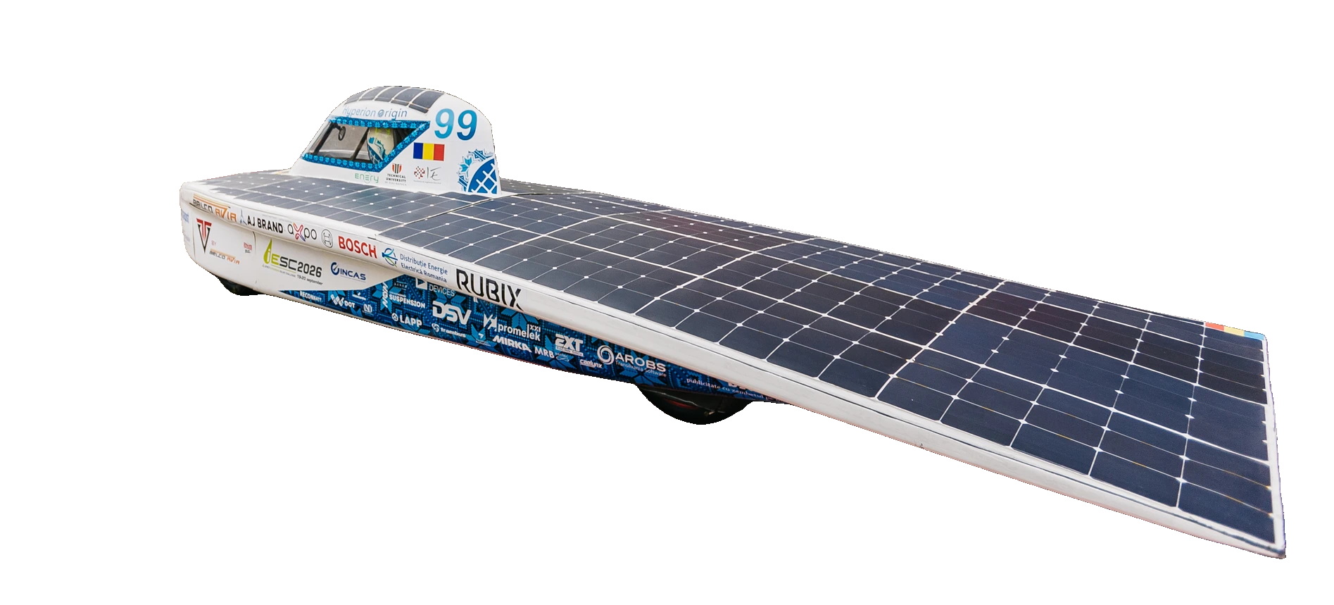 Hyperion Origin din spate, cu puntea solară până la coadă.